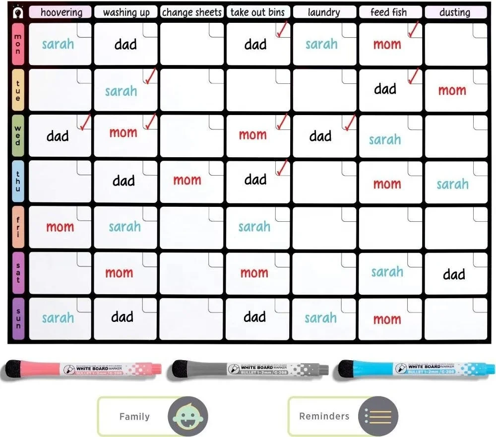 Dry Erase Calendar Magnetic Chore Chart Weekly Monthly To Do List Family Task Whiteboard For Fridge 1