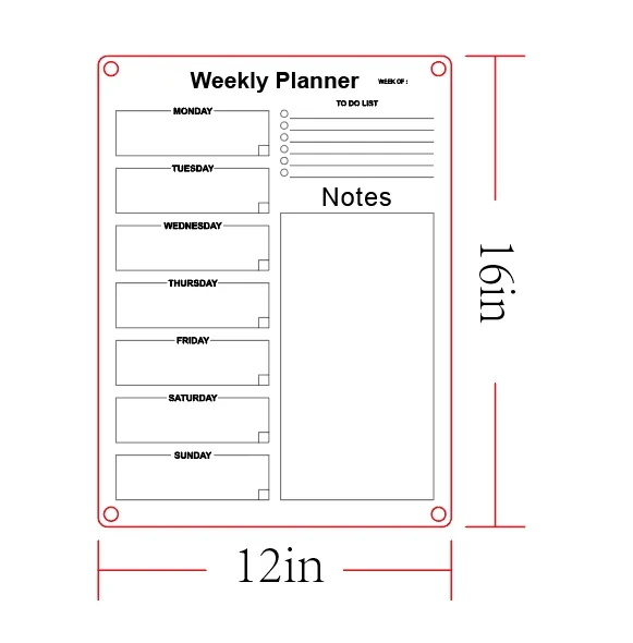 1pcs/set Weekly Magnetic Acrylic Board Clear Acrylic Calendar Weekly Monthly Acrylic Calendar For Fridge 1