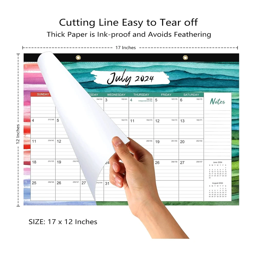 Wall desk calendar 2024 Monthly overview in every page Large Ruled Desk wall Calendar with Tear Off Design1 1