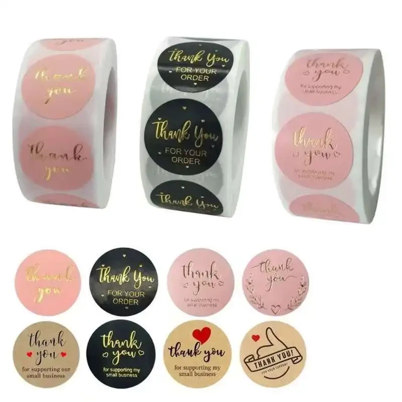 Custom Logo Self Adhesive Pvc Labels Waterproof Vinyl Round Roll Stickers Gift Box Warm Notes Sticker Envelopes Sealer Sticker 1