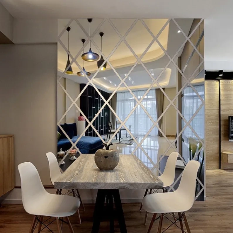 Wholesale 3d Acrylic Reflective Mirror Design Wall Decor Self Adhesive Wall Mirror Sticker 1