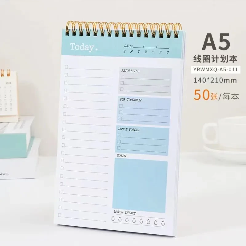 Custom Hardcover A5 Spiral Binding Weekly Daily Planner Diary Time Management To-do-list Schedule Desk Notebook 1