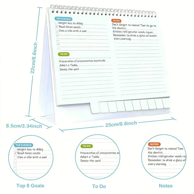 2025 The Factory Wholesales Custom Foldable Desk Calendar Table Calendar Desktop Notebook Monthly Weekly Planner Coil Calendar 1