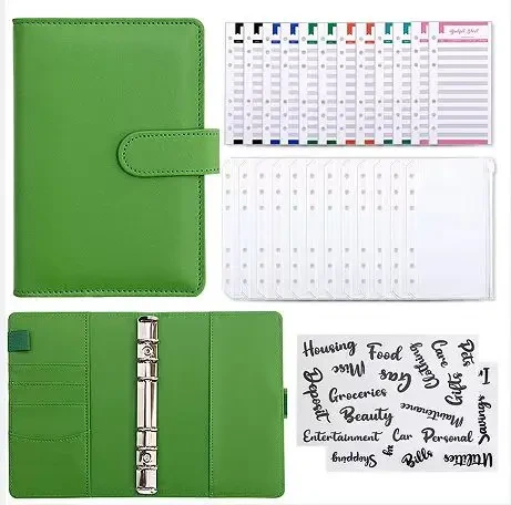Wholesale Custom A6 Loose Leaf Budget Binder Pu Leather Cover With Cash Envelopes1 1