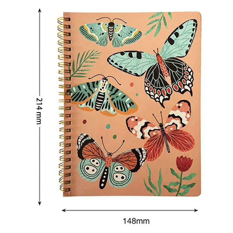 Custom Hot Selling Spiral Binding Writing Diary Planner Personalized Business Butterfly Softcover Notebook 1