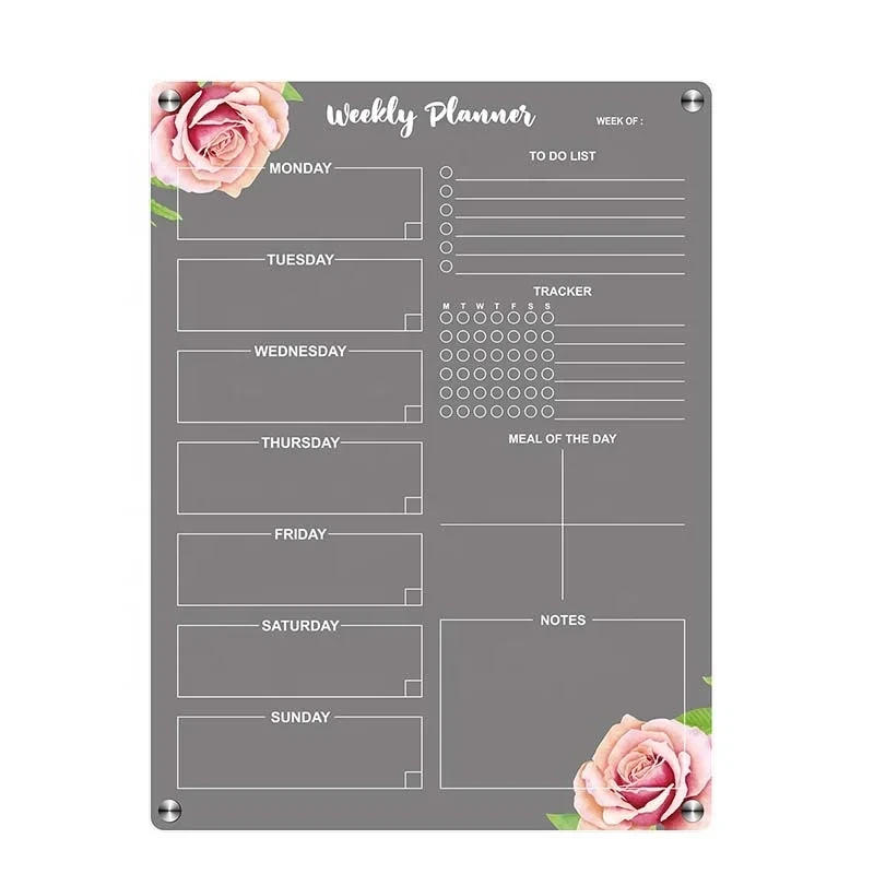 Customized Refrigerator Dry Wipe Board Calendar Weekly Calendar Erasable Magnetic Transparent Message Board 1
