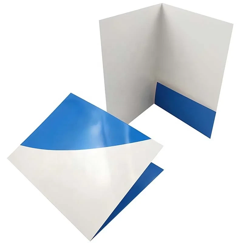 Customize Size Scratch-proof Lamination Embossed Debossed Business Card Slot Paper File Document Presentation Folder 1