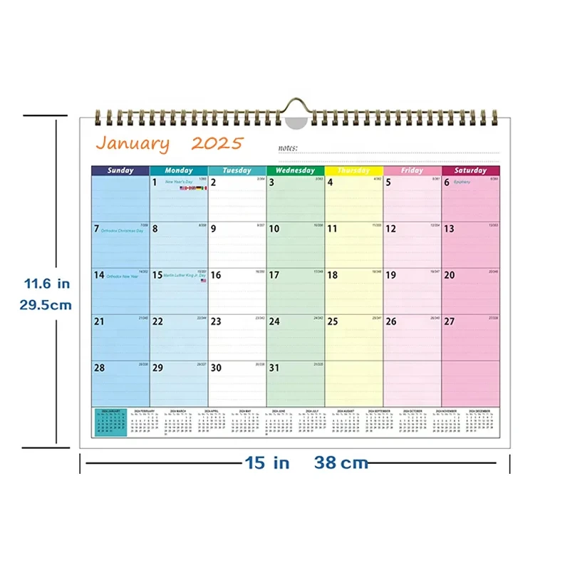 Custom Logo Printing Spiral Hanging Wall Calendar Wholesale Spiral Binding Monthly Planner Coil Calendar 1