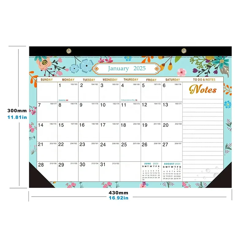 Wholesale Custom Logo Printing 2025 Schedule Wall Calendar Monthly Planner Spiral Binding Monthly Planner Coil Calendar 1
