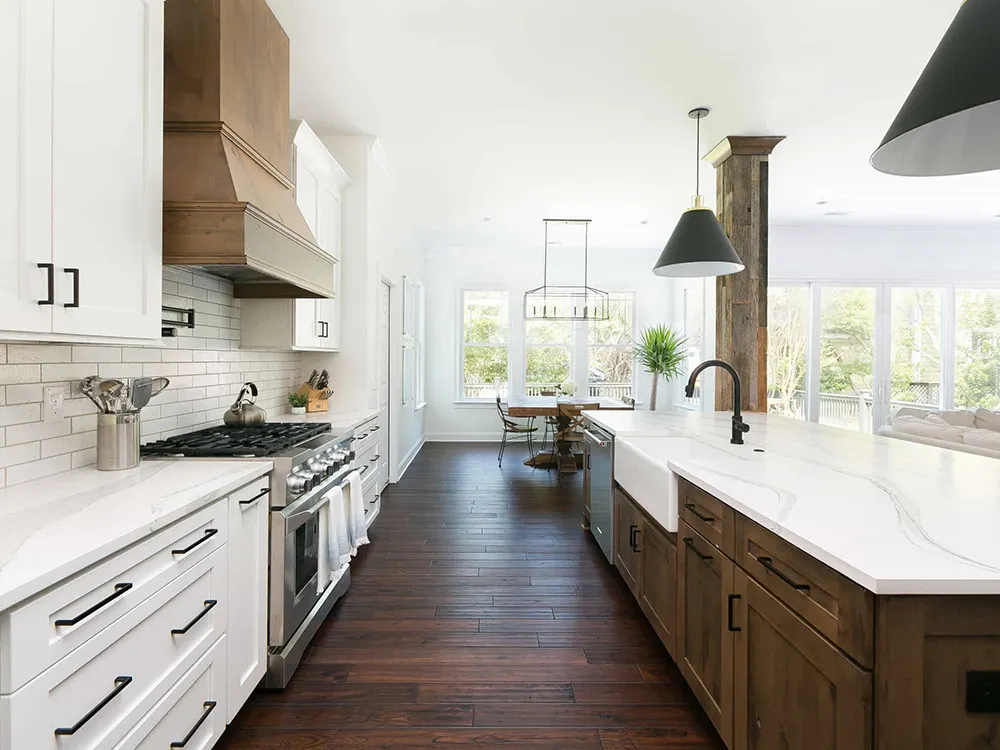 Hot Sale American Woodmark Custom Kitchen Cabinets Shown in Farmhouse Style for Apartment 2