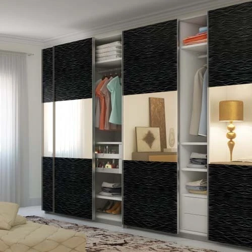 Conception de placard de garde-robe de chambre à coucher à porte coulissante en bois 1
