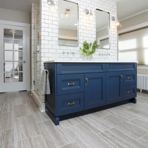 Navy blue wood vanity 1