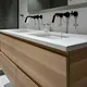 AllandCabinet Bathroom Sink Cabinets Horizontal Oak Wood Grain Laminated Finish Bathroom Vanity Bathroom Sink Cabinetshighly Rated 4