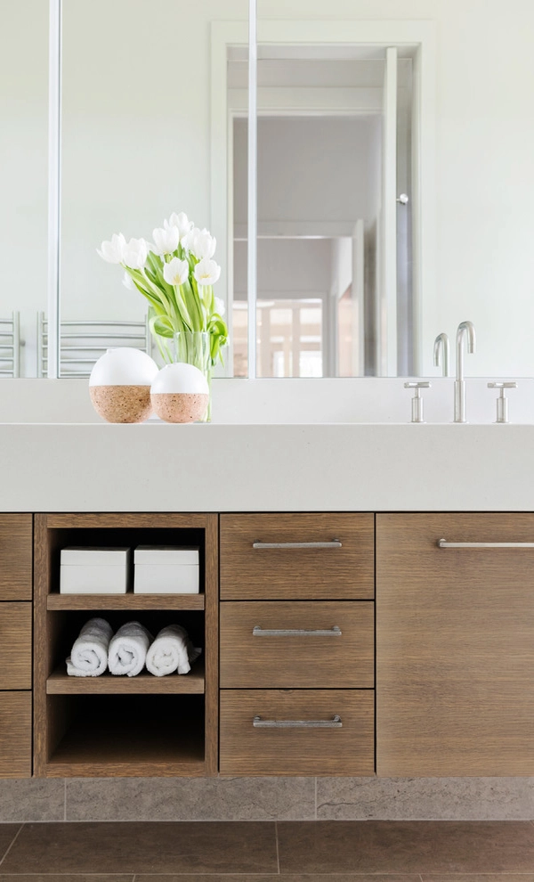 Wood grain wall mounted vanity 1