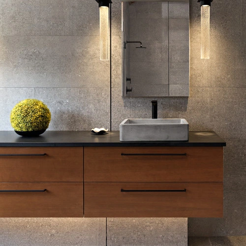 Contemporary timber grain doule bowls vanity 1