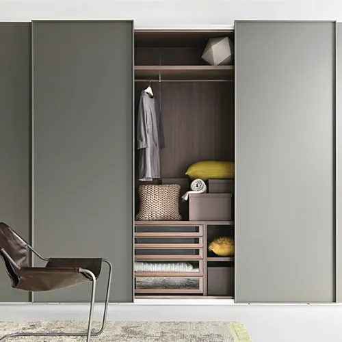 Wardrobe Closet Matte Grey Lacuqer Finish Sliding Wardrobe Chinasupply 2