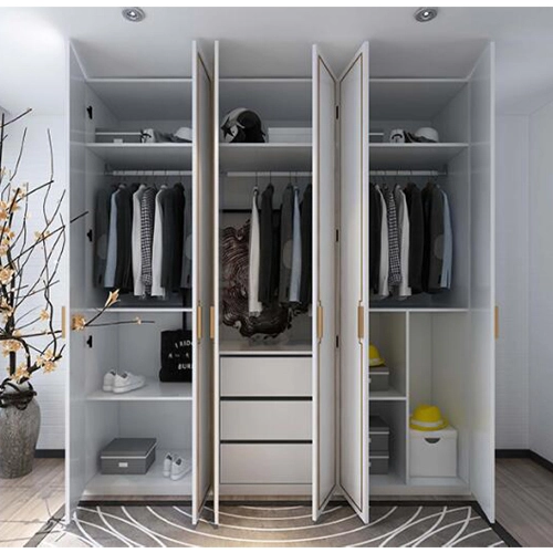White painted casement closet with golden glazing 1