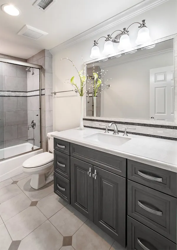High End Bedroom Furniture Manufacturers Dark Gray Raised Solid Wood Vanity Best Supplier 3