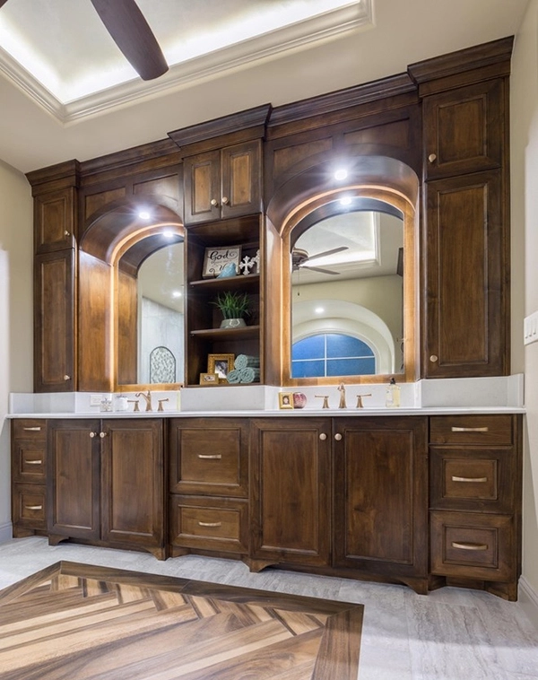 Antique stained wood vanity 1