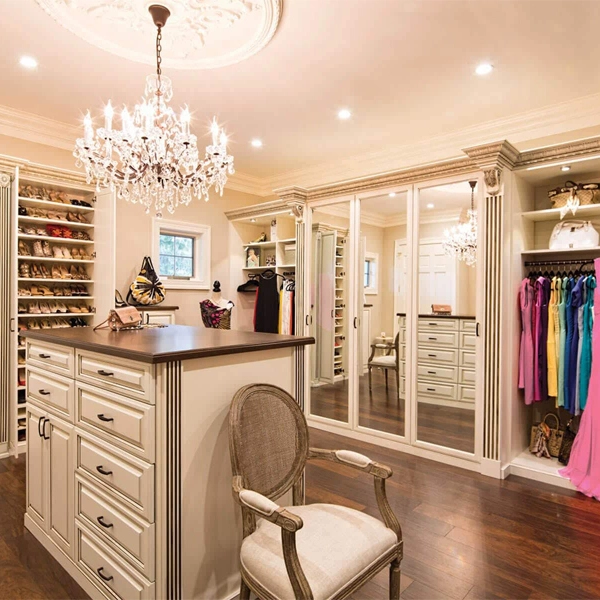 Luxury antique solid wood walk in wardrobe 1