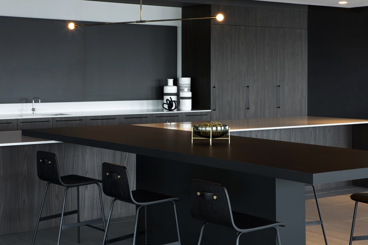 Black wood grain wood tone timber grain timber tone kitchen cbainet-Allandcabinet 2