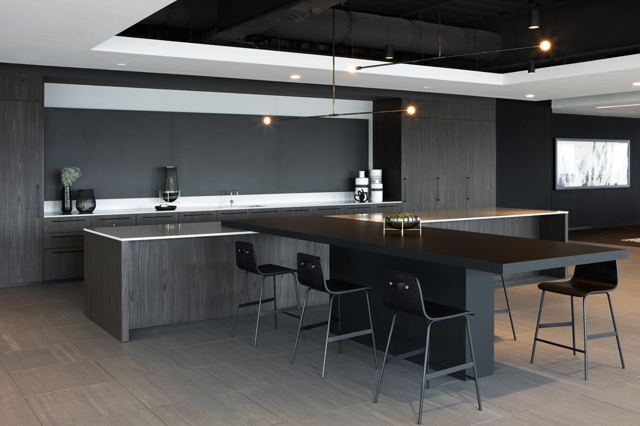 Black wood grain wood tone timber grain timber tone kitchen cbainet-Allandcabinet 5