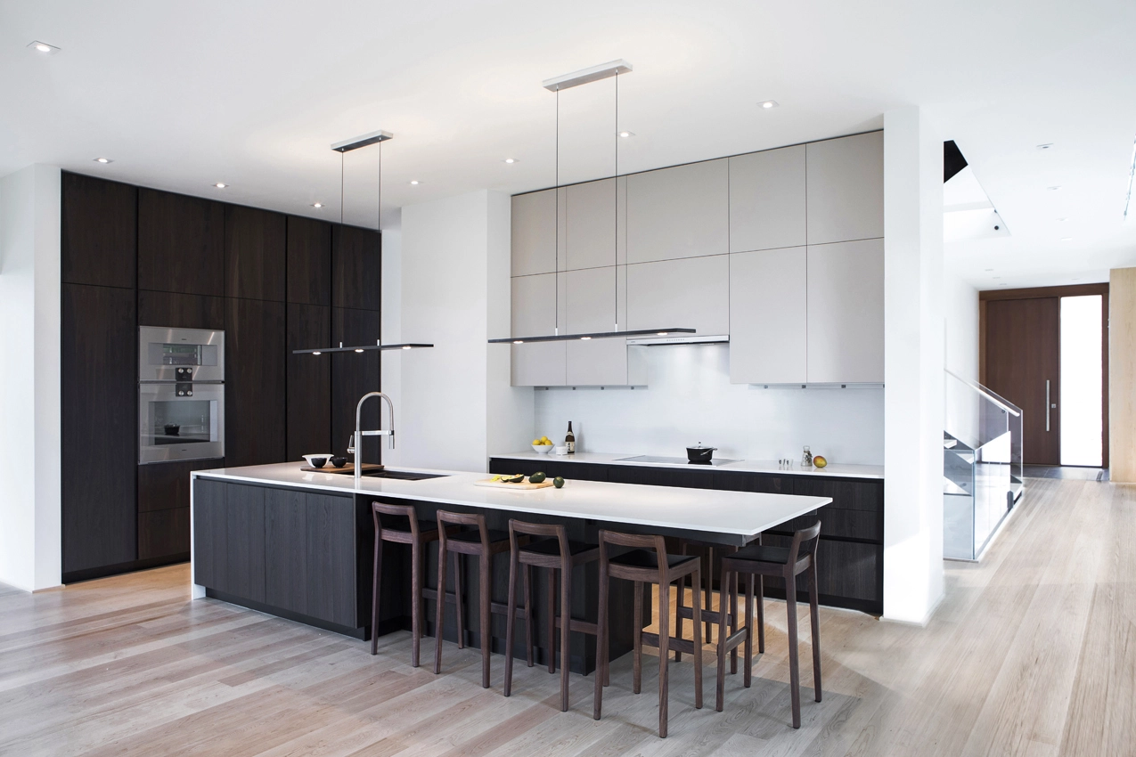Modern design black timber tone and white lacuqer kitchen cabinet- Allandcabinet 1