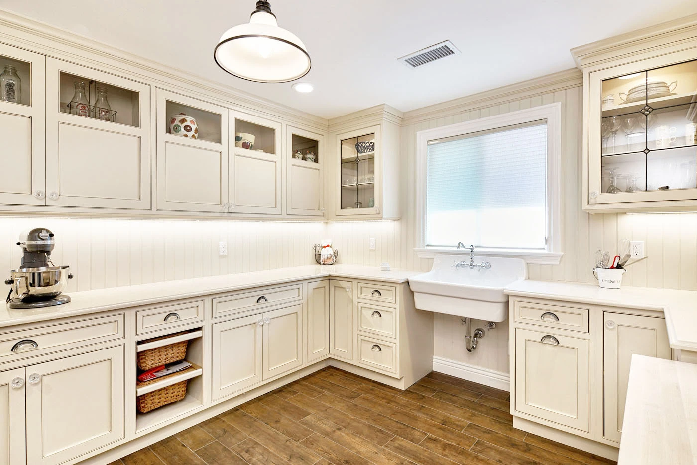 Rustic painted solid wood framed flush inset shaker door kitchen cabinet- Allandcabinet 1