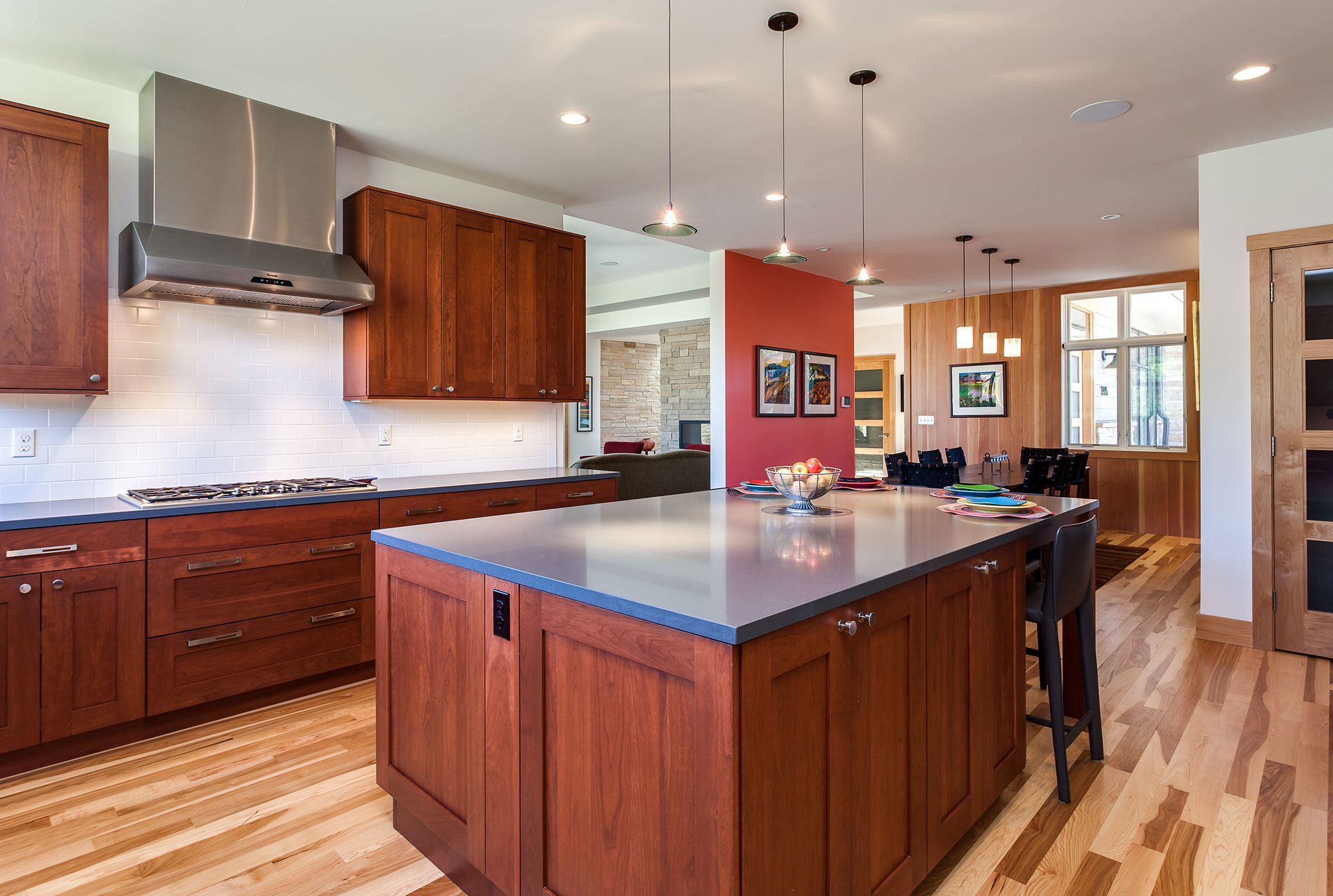Stained oak full overaly shaker framed door kitchen cabinet-Allandcabinet 2