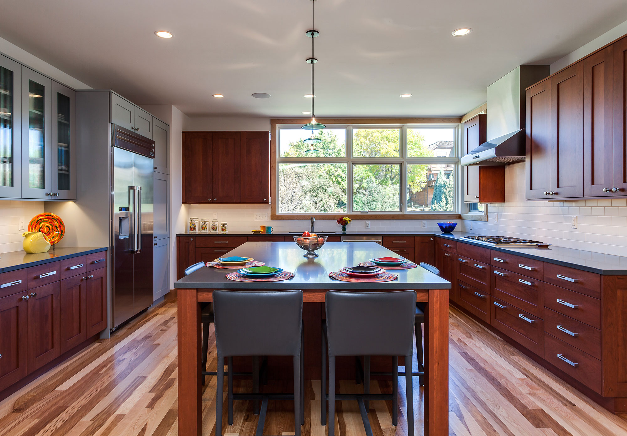 Stained oak full overaly shaker framed door kitchen cabinet-Allandcabinet 3