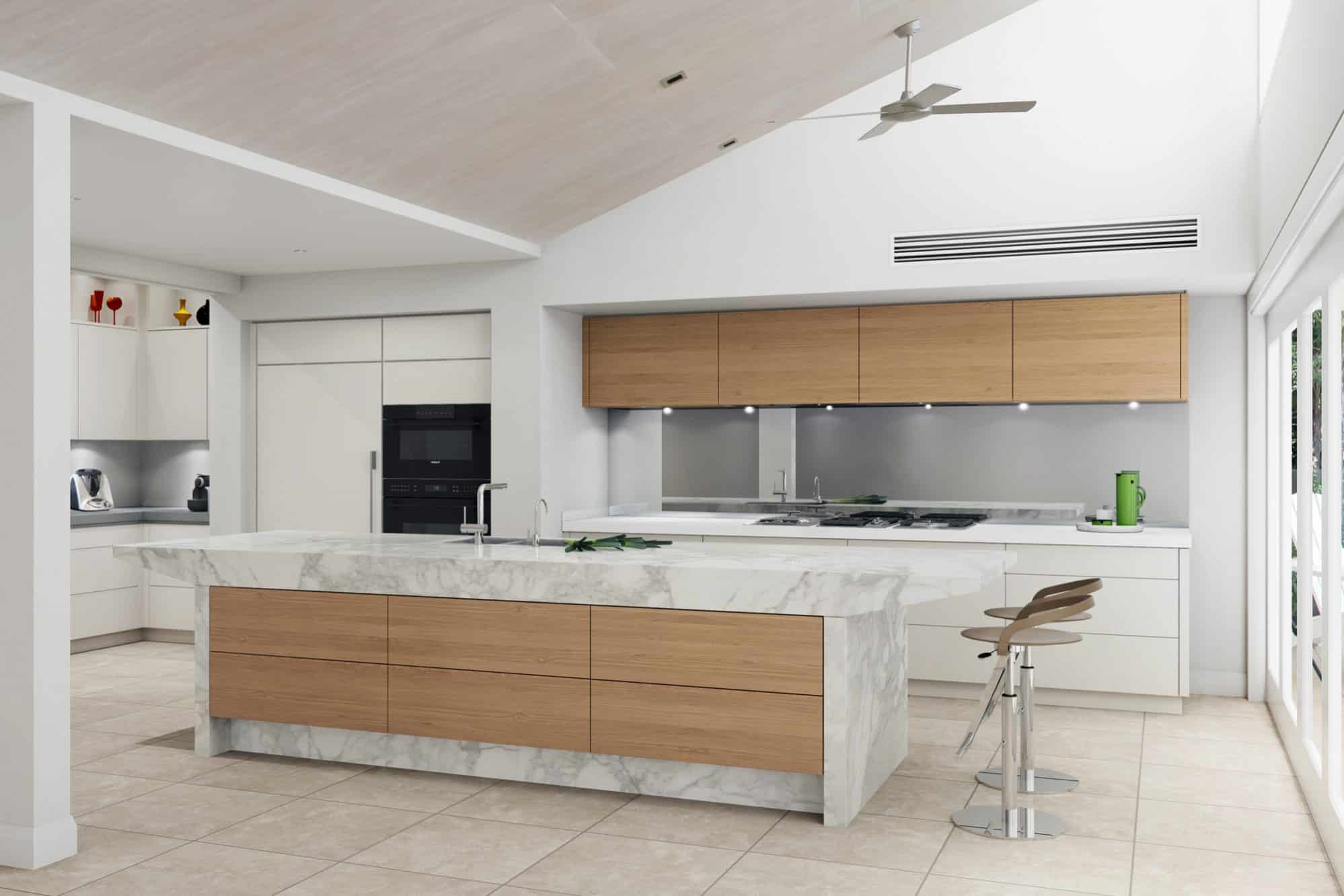 High gloss lacquer and wood grain two tone custom joinery-Allandcabinet 4