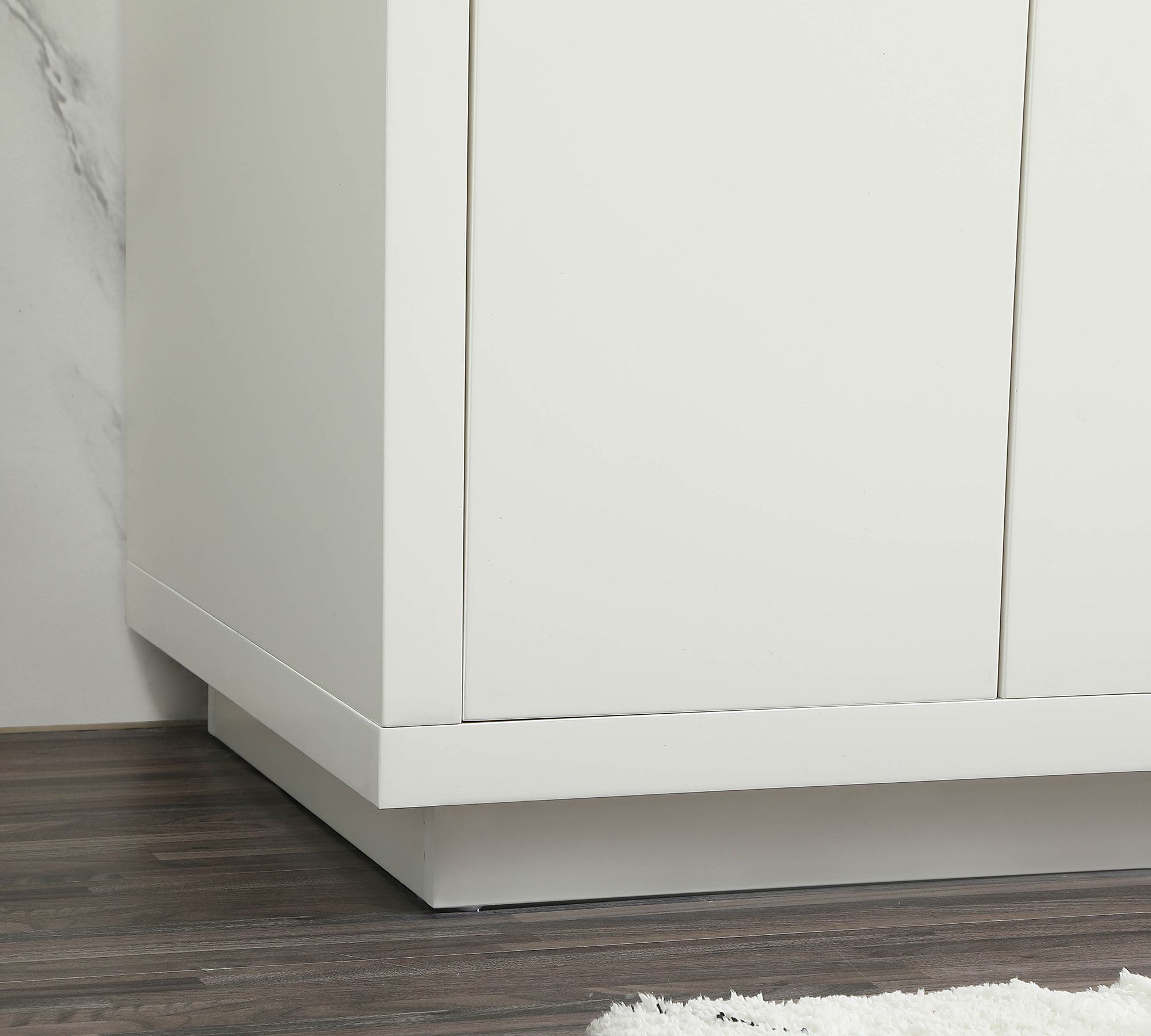 AllandCabinet MDF Double Bathroom Vanity in White Lacquer Slab Panel With Marble Top 5