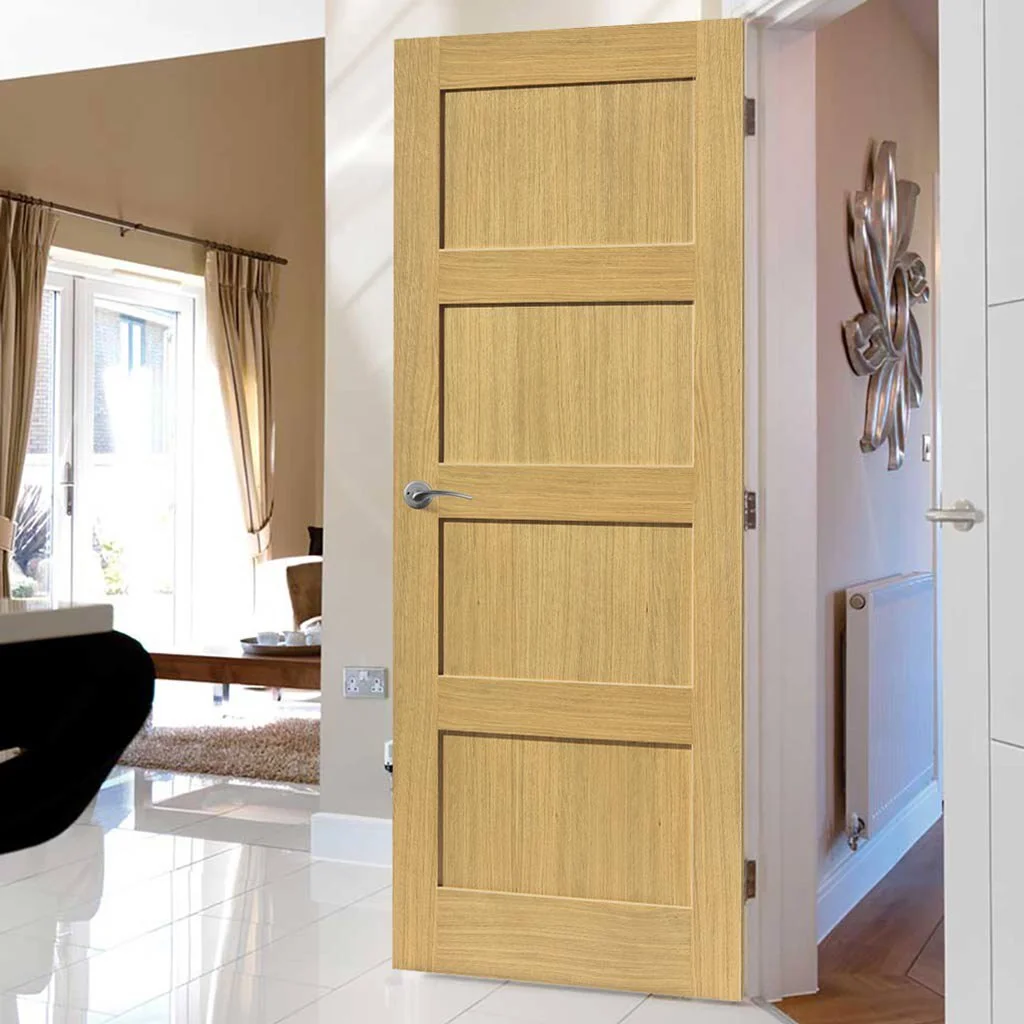 Porte intérieure en bois de chêne à 4 panneaux AllandCabinet avec panneau shaker 1