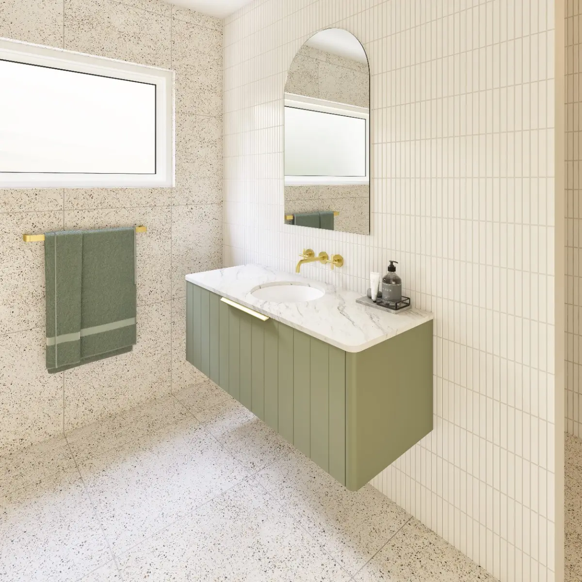 AllandCabinet Green Lacquer Floating Bathroom Vanity Mirror With Shiplap Panel 4