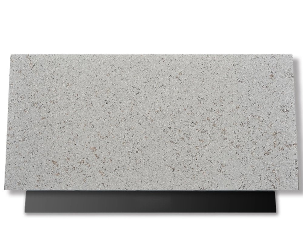 AllandCabinet Amazon Beige Quartz Stone Countertop Waterproof Kitchen Cabinets With Island 1