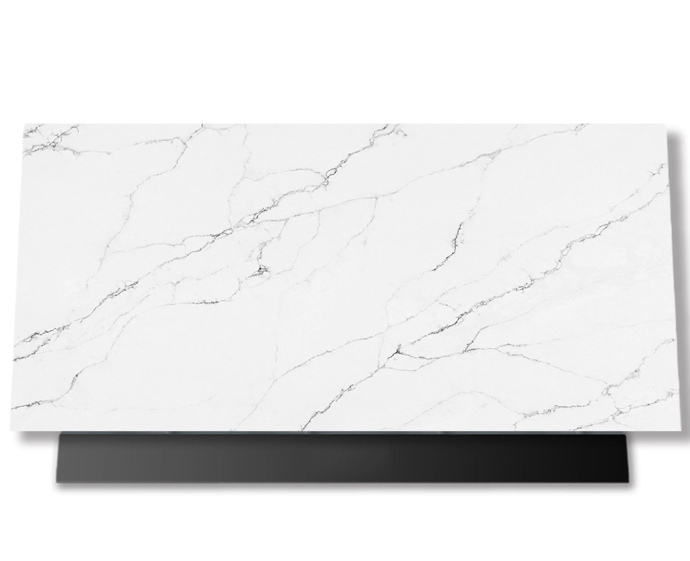 Comptoir en pierre de quartz AllandCabinet Calacatta Valentin pour armoires de cuisine entièrement personnalisées 1