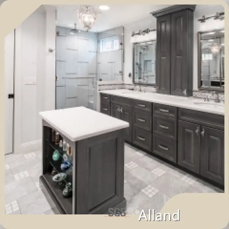 High End Bedroom Furniture Manufacturers Dark Gray Raised Solid Wood Vanity Best Supplier 1