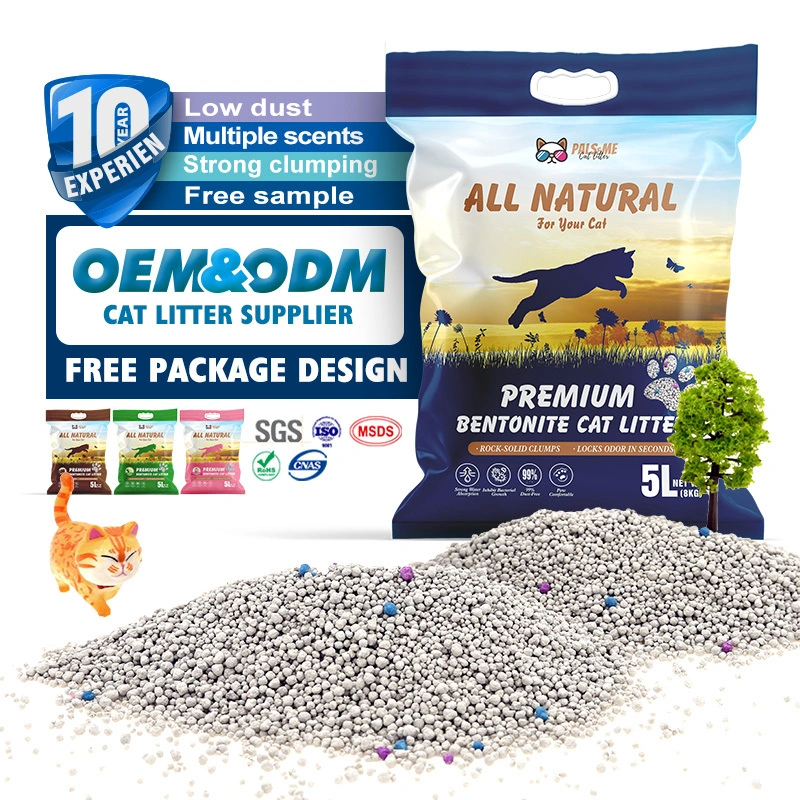 Fábrica esférica coloreada de la arena del gato de la bentonita que aglutina fuerte 1-3m m XB-5 1