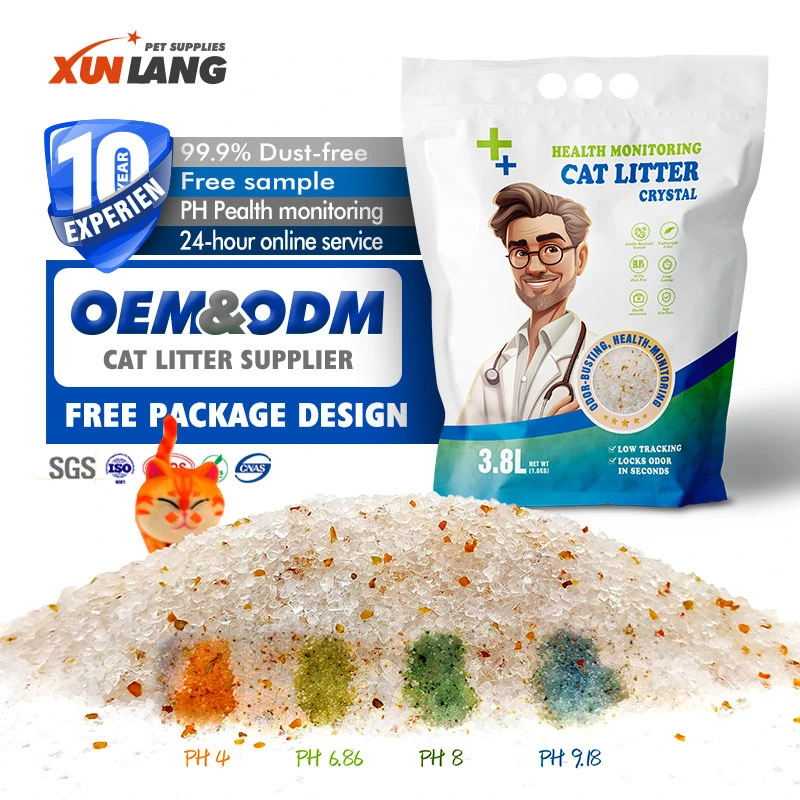 Indicador de detección de salud, arena para gatos de gel de sílice, cristal de 0,5-2mm, venta al por mayor de fábrica XS-2 1