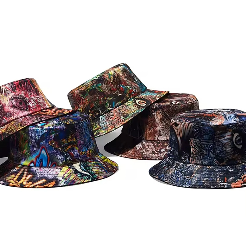 Checkered bucket hats bulk order with logo printing
