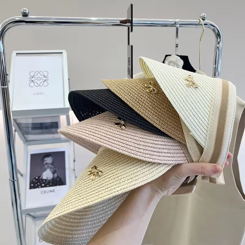 Visor Hat with interwoven design and adjustable fit Sun Protection Straw Hat 1