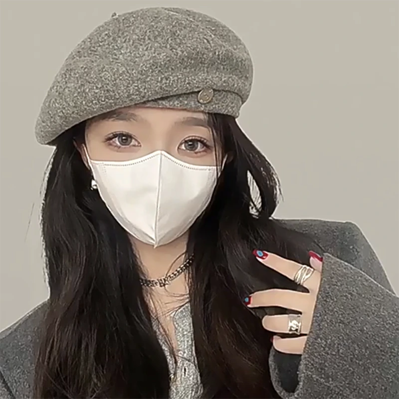 2025 New Woolen Big Headed Beret Women's Face Fashion Hat wholesale beret hats 1