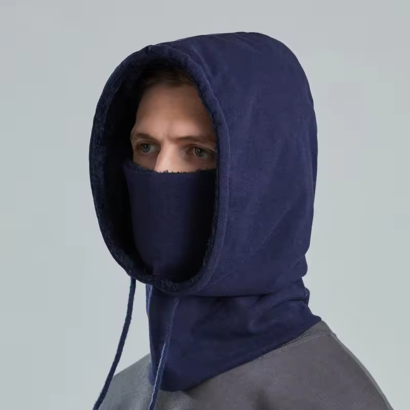 Men's outdoor cycling headgear windproof plus fleece ski hat warm hat neck mask one-piece 7