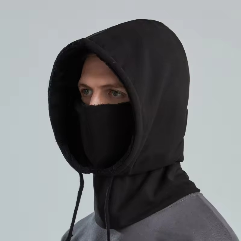 Men's outdoor cycling headgear windproof plus fleece ski hat warm hat neck mask one-piece 6