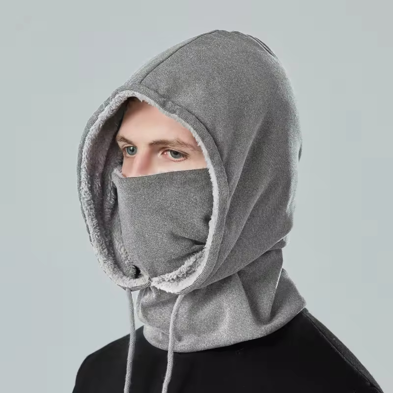Men's outdoor cycling headgear windproof plus fleece ski hat warm hat neck mask one-piece 8
