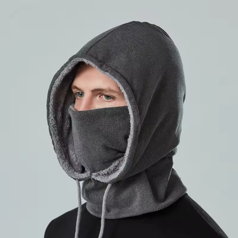 Men's outdoor cycling headgear windproof plus fleece ski hat warm hat neck mask one-piece 5