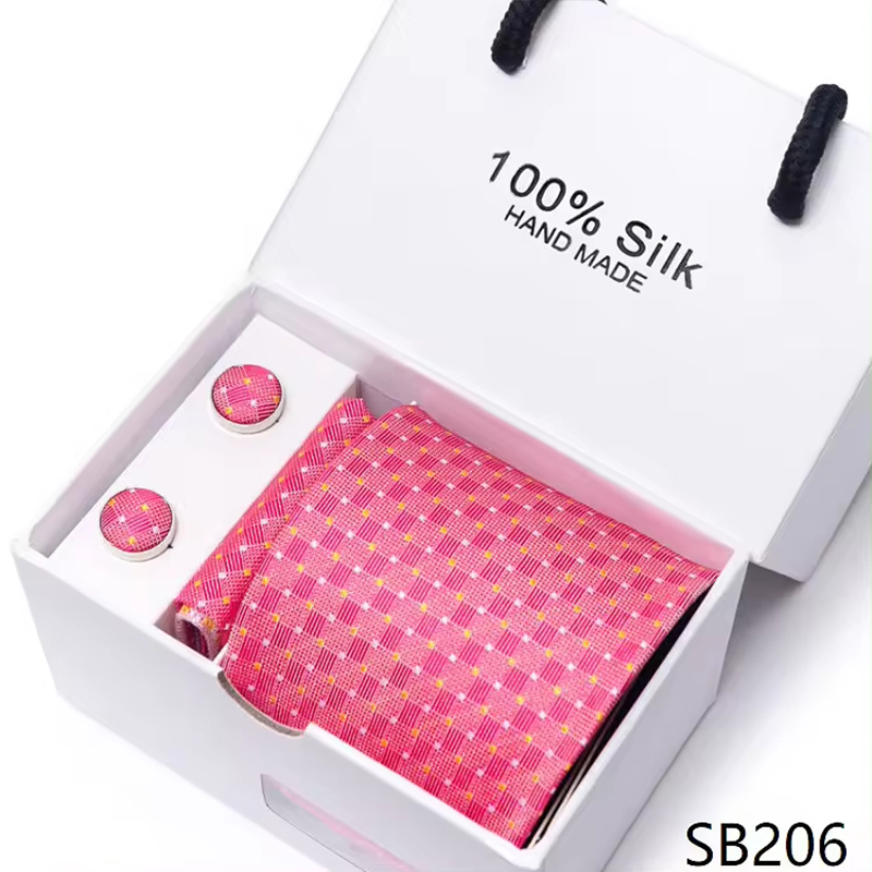Herren-Krawatten-Spot-Geschenkbox-Set, Gruppe, Business-Kleid, Hochzeitskrawatte, Premium-Seiden-Herrenkrawatte & Manschettenknopf-Set 4