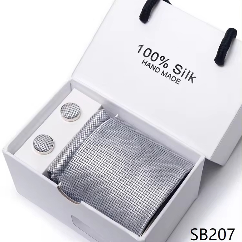 Herren-Krawatten-Spot-Geschenkbox-Set, Gruppe, Business-Kleid, Hochzeitskrawatte, Premium-Seiden-Herrenkrawatte & Manschettenknopf-Set 5