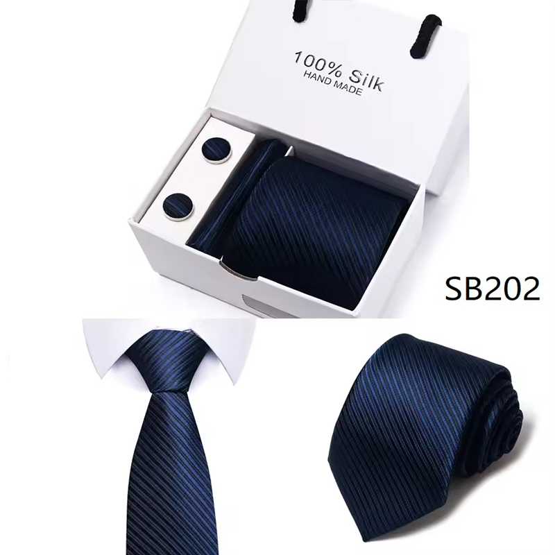 Herren-Krawatten-Spot-Geschenkbox-Set, Gruppe, Business-Kleid, Hochzeitskrawatte, Premium-Seiden-Herrenkrawatte & Manschettenknopf-Set 7