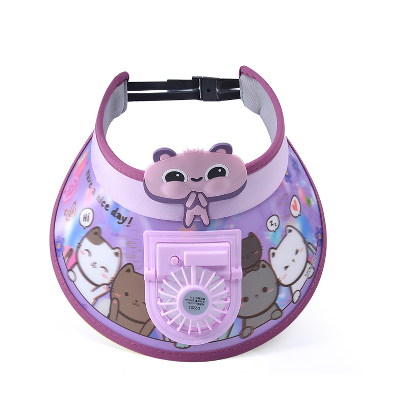 Cool & Fun Kids Sun Hat with Built-in Fan and 3D Cartoon Pattern - Fuanger Clothing 3
